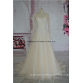 Long Sleeve V-Neck Champagne Low Price Wedding Dress